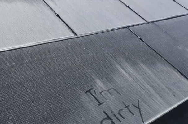 Dirty solar panels before cleaning
